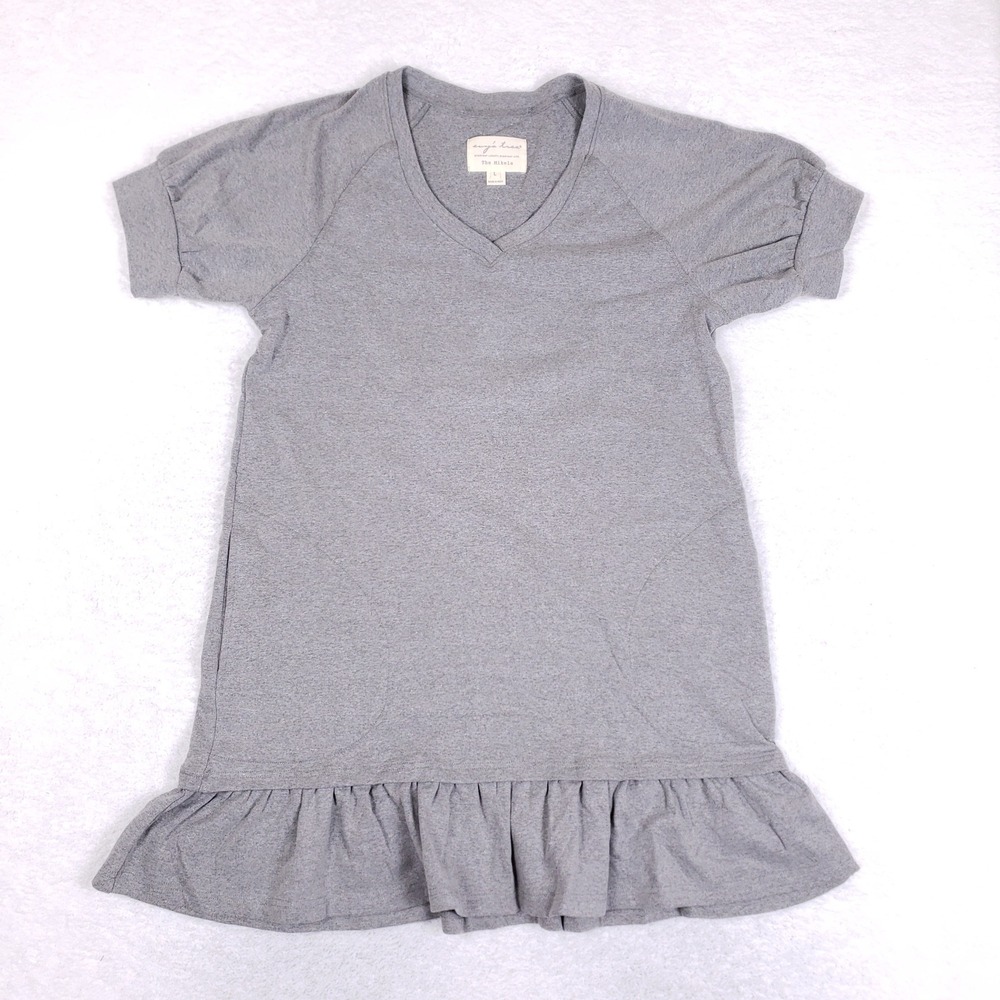 Evy's Tree The Mikela Dress Womens‎ L Gray V Neck Ruffle Hem Loungewear Casual
